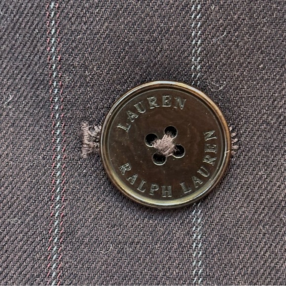 Lauren Ralph Lauren Pinstripe Wool Blazer Brown Academia Preppy Office 10P - Picture 8 of 12
